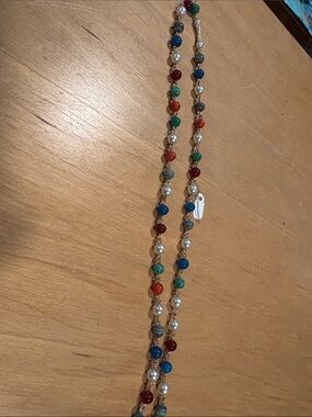Multicolor Beaded Pearl Accent Necklace - Women's Jewelry